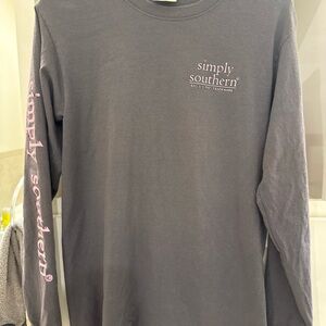 Simply Southern Gray Long Sleeve Shirt small Best Friends.
